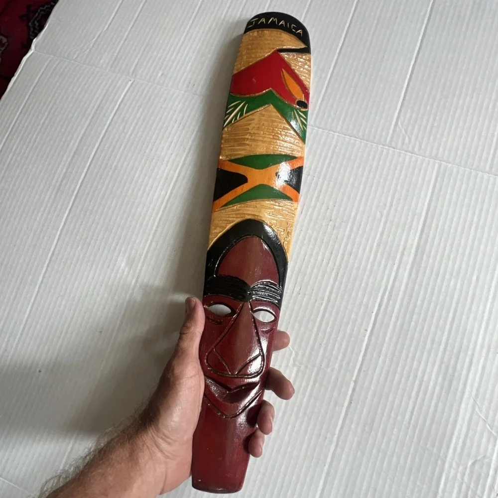 Tiki Totem Wall Hanging Hand Carved Bahamas 21